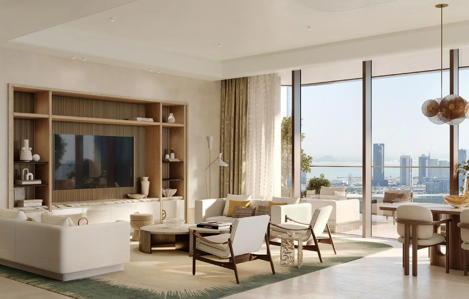 Ritz-Carlton Residences by SAAS Abu Dhabi elegant living room with panoramic views