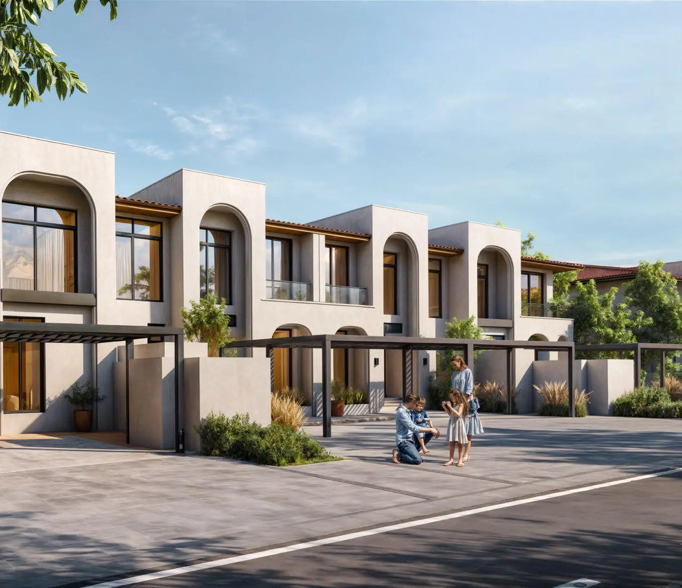 Aerial view of Nawayef Village community – lush landscaping & modern architecture
