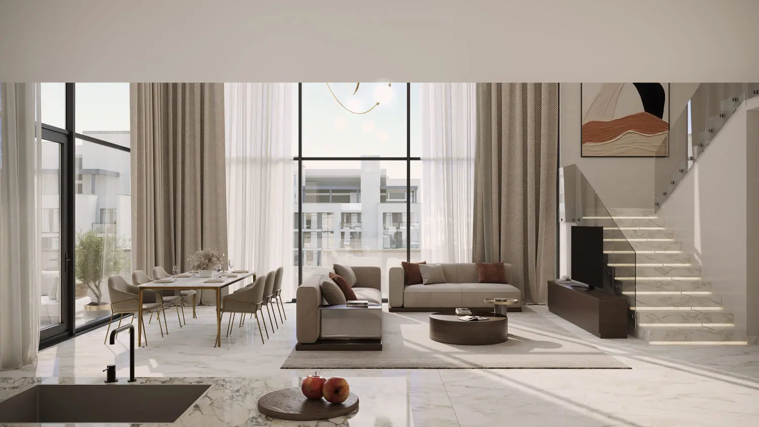 Master bedroom interior at Royal Park Masdar City penthouse residence