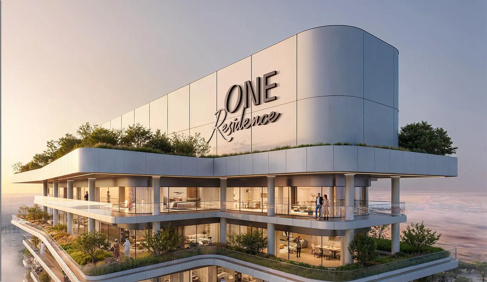 ONE Residence Al Reem Island Abu Dhabi landscaped outdoor spaces creating a peaceful environment for contemporary luxury residential living.