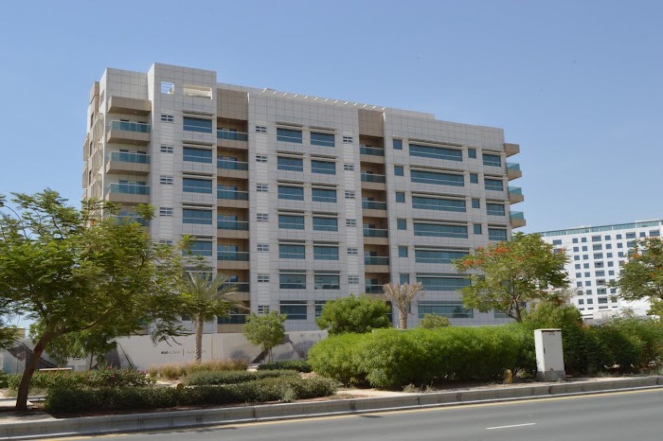 Al Saada Building apartments in Al Raha Beach, Abu Dhabi, featuring residential living spaces.